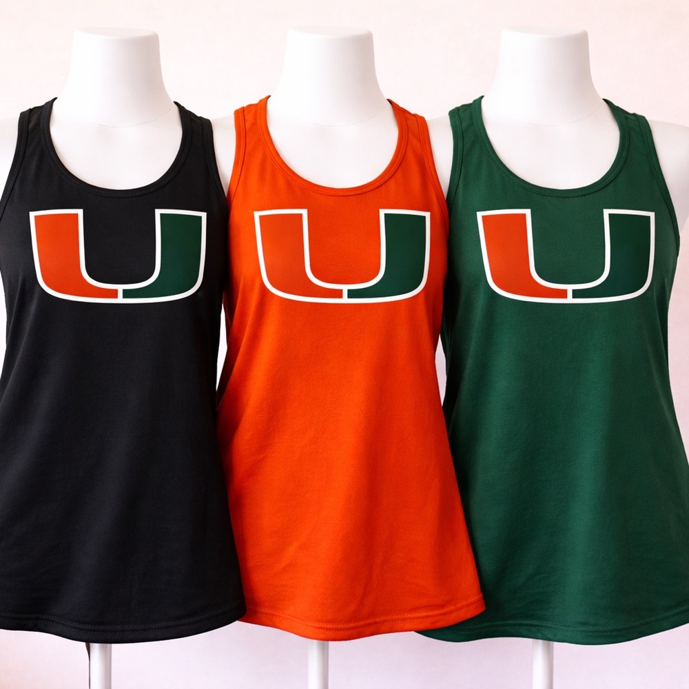 Three Adidas Miami Hurricanes Tank Top Shirts
Womens Black UM